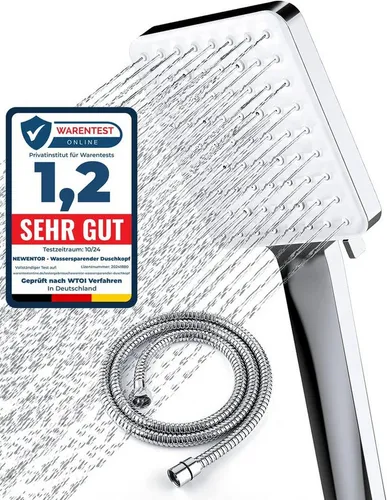 UE Stock Handbrause Universal mit 6 Modi - Hochdruck Duschkopf Set mit 150cm Schlauch, Silber - Erleben Sie luxuriöse Duschen mit der ergonomischen Handbrause. 6 Strahlarten für individuelles Duscherlebnis, energiesparend und mit rostfreien Kupferverbindern für langlebigen Komfort.