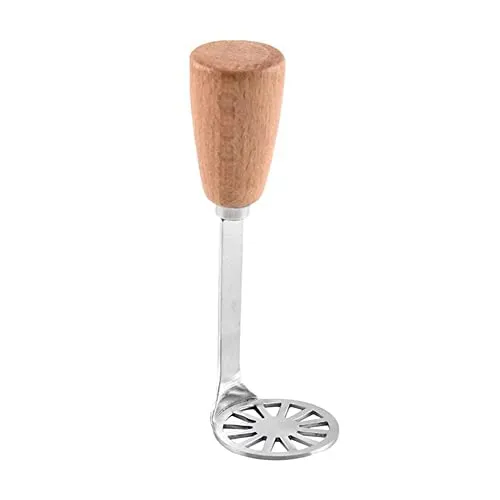 ARFUKA Kartoffelstampfer, Kartoffel Stampfer aus Edelstahl, Gemüsestampfer Kartoffelpresse mit Holzgriff für Kartoffeln und Knollen-Gemüse