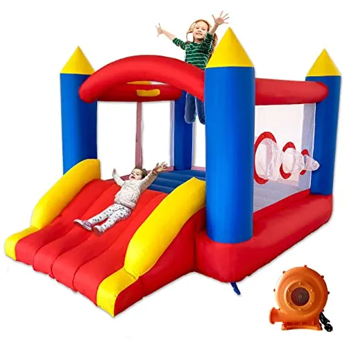 Ballsea Hüpfburg mit Gebläse, Genäht aus Extra Dickem Material, langlebig, für 3 bis 4 Kinder. Hüpfburg Kinder Indoor (315x245x194cm)
