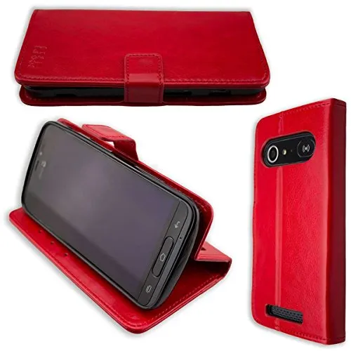 caseroxx Bookstyle Handytasche für Doro 8040/8042 in rot – Klapphülle mit Kreditkartenfächern, Magnetverschluss, Standfunktion & Rundumschutz