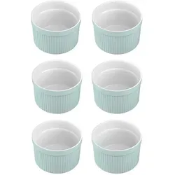 Intirilife Souffle, Blau, Keramik, 7.8x4.6x7.8 cm - Backformen aus glasiertem Porzellan, ideal für Hobby- und Profibäcker. Perfekte Portionsgrößen für individuelle Nachtische, mikrowellen- und ofenfest sowie spülmaschinengeeignet.