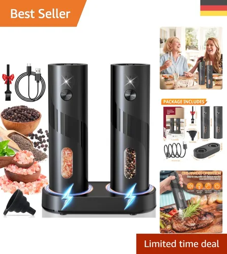 Elegantes 2er Set Elektrische Salz- und Pfeffermühle mit Grobheitseinstellung