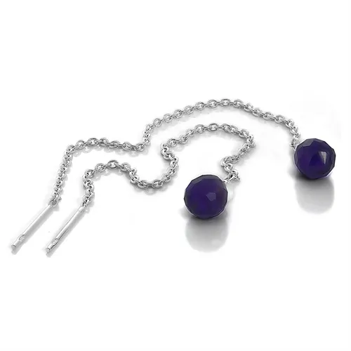 Sterling-Silber & Amethyst Cubic Zirkonia Kristall Durchzieher Ohrhänger