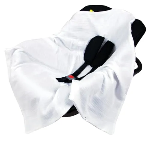 Babylux Einschlagdecke für Babyschale 80x80 cm – Atmungsaktive Musselin-Babydecke in Weiß