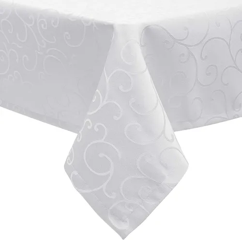 EUGAD Tischdecke Tischtuch Seidenglanz Tafeldecke mit Saum Eckig 130x220 cm Weiß