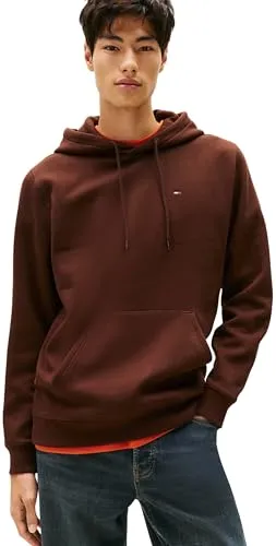 Tommy Jeans Herren Hoodie Regular Fit Flag Fleece, Braun (Rich Brown), 4XL - Herren-Sweatshirt mit lässigem Design, aus 80% regenerativer Baumwolle und 20% recyceltem Polyester, ideal für Sport und Alltag.