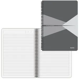 Leitz Collegeblock Office grau, 4648-10-85, A4, Rand rundum 80 g/m² 90 Blatt mit Kopfzeile liniert