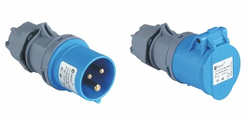 Set CEE Kupplung+Stecker blau 16A Spritzwassergeschützt 16A für Caravan /Camping