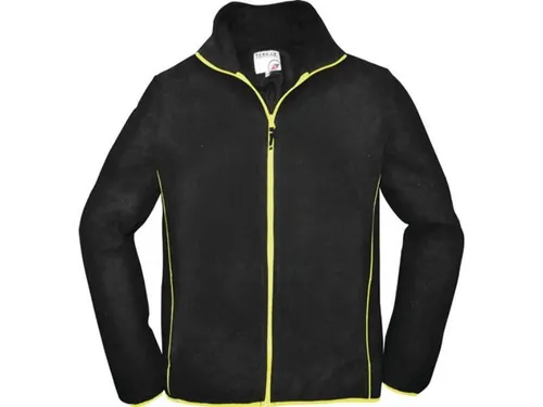 Herren Fleecejacke Gr.L schwarz/limette - Leichte Fleecejacke aus 100 % Polyester mit Stehkragen und zwei praktischen Einschubtaschen, ideal für Arbeit und Freizeit.