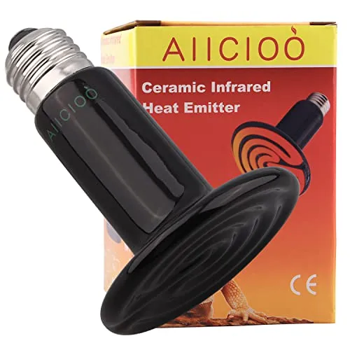 AIICIOO Terrarium Waermelampe Keramik Reptilien Wärmelampe Tiere für Eidechse/Bartagame/Hühner/SchlangeKein Licht um die Augen der Tiere zu Schützen 220V E27 (100W)