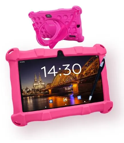 AngelTech Kinder Tablet Slim – 7 Zoll - 3GB RAM + 4GB Virtual RAM - 64 + 64GB Speicher (Rosa)