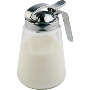 APS Milchkännchen 00765, 300 ml aus Glas - Geschirr: Elegantes Milchkännchen aus robustem Glas mit praktischem Edelstahl-Schraubdeckel für komfortables Ausgießen.