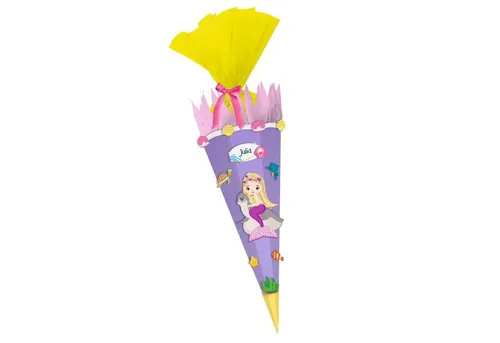 URSUS Schultüten-Bastelset Easy Line Meerjungfrau - 3D-Colorwellpappe, einfache Montage und komplett mit Bastelmaterialien für kreative Schultüten