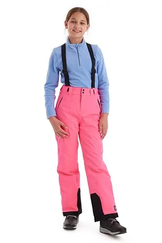killtec Mädchen Skihose 242, neon pink mit abzippbarem Latz - Schneehosen für Mädchen mit 10.000 mm Wassersäule, wasserdicht und atmungsaktiv, ideal für den Wintersport und umweltfreundlich dank PFAS-freier Imprägnierung.