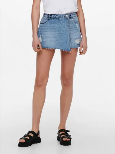 ONLY Damen Denim Skort - Trendige Shorts im Minirock-Style - Hosenrock für Damen von ONLY mit Knopfleiste und praktischen Hosentaschen, perfekt für lässige Sommerlooks.