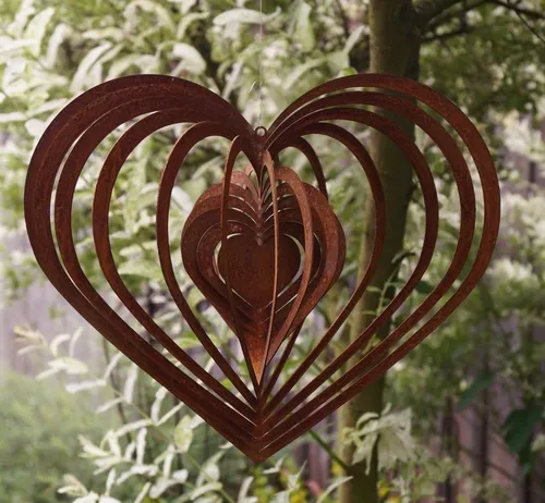 Edelrost Windspiel Spirale Herz groß 30 x 26 cm Gartendekoration Geschenk