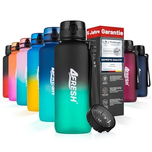 4FRESH Trinkflasche 1500ml mit Sieb – BPA-freie Sportflasche, auslaufsicher & bruchsicher