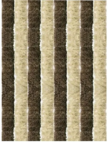 Flauschvorhang Chenille - Insektenschutz für Türen, 140x200 Unistreifen beige-braun - Türvorhänge mit optimalem Sicht- und Insektenschutz, langlebige Chenille-Stränge, ideal für Balkon und Wohnmobil, pflegeleicht und geräuschlos.