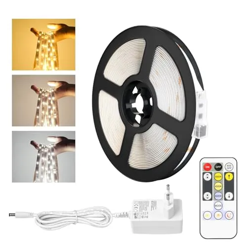 Lepro LED Strip Dimmbar 10M, LED Streifen 600 LEDs Warmweiss bis Kaltweiss, Weiß Band Lichterkette, Lichtleiste, Superhell Warmweiß Kaltweiss DIY Lichtband Leiste, Kette Stripes für Küche Deko