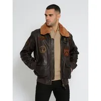 Top Gun Lederjacke TG2023004 mit Lammfellkragen