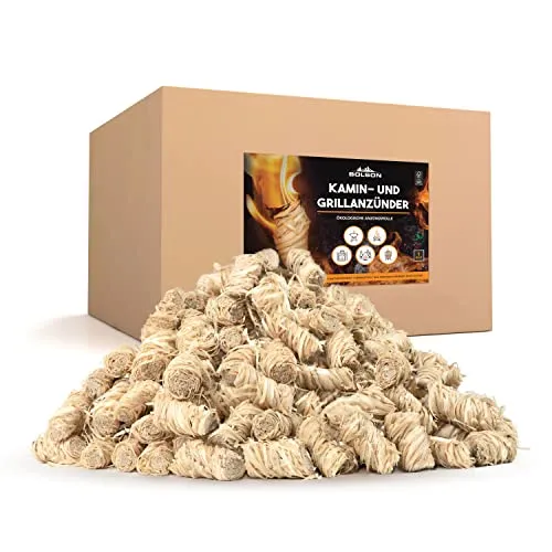 Bolson Grill- & Kaminanzünder (1 kg) aus Holzwolle & Wachs - Ökologische & FSC zertifizierte Anzündwolle - nach DIN hergestellte Holzwolle Anzünder - Grillanzünder Feueranzünder für Kamin & Ofen