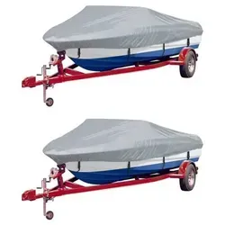 vidaXL Bootspersenninge 2 Stk. Grau 610-671 cm - Planen & Abdeckfolien - Robuste, wasserabweisende Bootsabdeckung für verschiedene Rumpfstile, ideal zum Lagern und Festmachen, inkl. Aufbewahrungstasche.