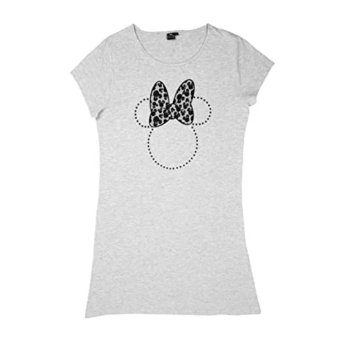 Disney Minnie Mouse T-Shirt für Damen - Oberteil Frauen Shirt Bigshirt Oversize Top Grau (as3, Alpha, m, Regular, Regular, M)