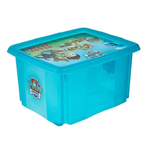 keeeper Paw Patrol Aufbewahrungsbox mit Deckel, Dreh- und stapelbar, Für Kinder, 24 l, Karolina, Fresh Blue Transparent