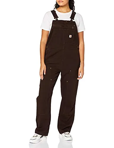 Carhartt Damen Rugged Flex® Canvas-Latzhose, Dunkelbraun, XS - Arbeitshosen mit Weitpassform und geradem Bein, aus strapazierfähigem Stretch-Canvas für optimale Bewegungsfreiheit und praktische Mehrteilige Latztasche mit Reißverschluss.