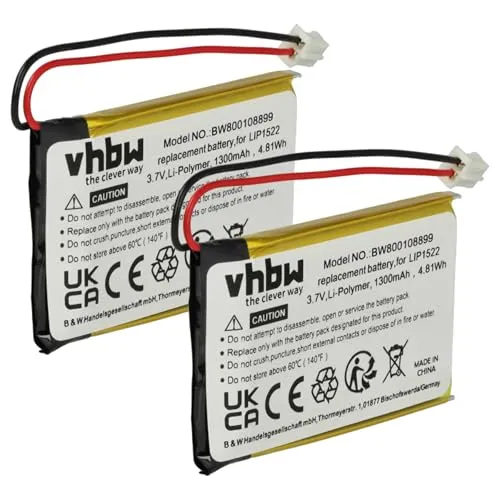 vhbw 2X Akku Ersatz für Sony KCR1410, LIP1522 für Controller (1300 mAh, 3,7 V, Li-Polymer)