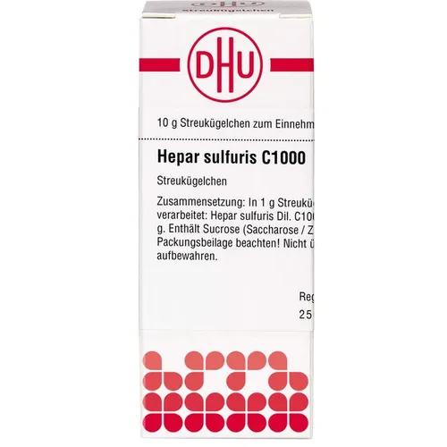 Hepar Sulf C1000 10 G - Homöopathisches Arzneimittel, ideal zur Unterstützung des Wohlbefindens. Enthält Sucrose, daher vor der Einnahme Rücksprache mit dem Arzt halten. Für eine sanfte Behandlung ohne Nebenwirkungen.