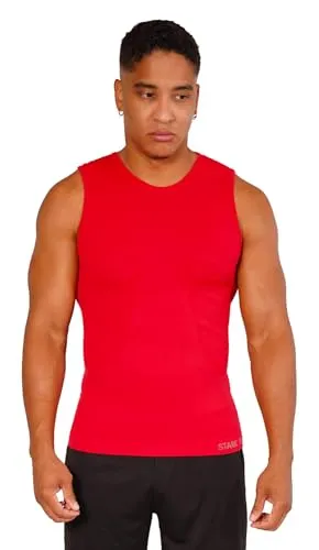 Tanktop Unterzieh-Shirts Ärmellos Seamless - WARM UP -, Herren Sport Top | Farbe: Rot | Grösse: L/XL