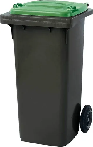 BRB 120 Liter MGB, Mülltonne Abfalltonne, grau mit grünem Deckel