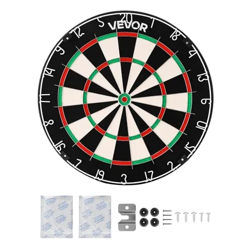 VEVOR Dartscheibe 450 mm – Sisalfaser Dartboard mit klammerfreiem Bullseye