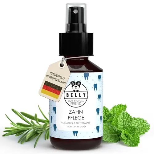Belly® Dentalspray für Hunde -100ml- Frische Minze - Kein Spülen oder Bürsten - Beseitigt Mundgeruch - Zahnpflege Hund - Anti Zahnstein und Mundgeruch Hund, Dentalspray für Katzen