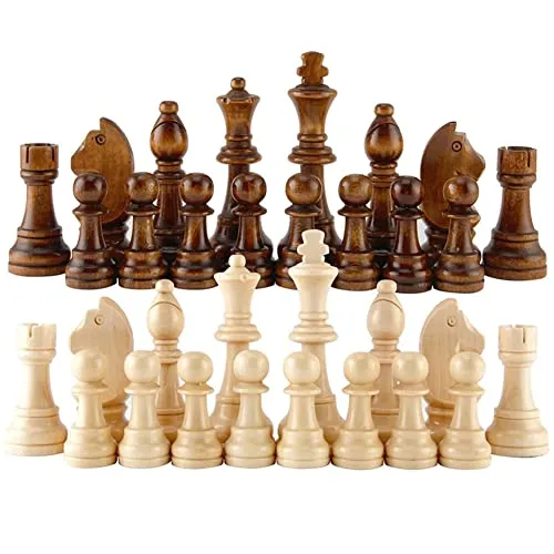 Holz Schachspiel für Erwachsene Ohne Brett 32 Stücke Tragbares Schachfiguren Brettspiel Set Ohne Schachbrett Reiseschach Chess Set für Kinder ab 3 Jahre Anfänger Erwachsene Party Reisen Schach