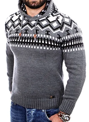 Reslad Norweger Pullover Herren RS-3013 - Pullover für Herren, hochwertiger Norweger Kapuzenpullover mit hohem Tragekomfort, ideal für die kalte Jahreszeit und vielseitig kombinierbar.