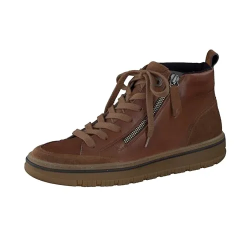 Paul Green Sneaker Leder - Damen, Gr. 39, Braun (Toffee) - Sneaker aus hochwertigem Nubukleder mit Schnürung und seitlichem Reißverschluss für perfekte Anpassung. Der casual Hightop begeistert mit einer farblich abgesetzten Laufsohle.