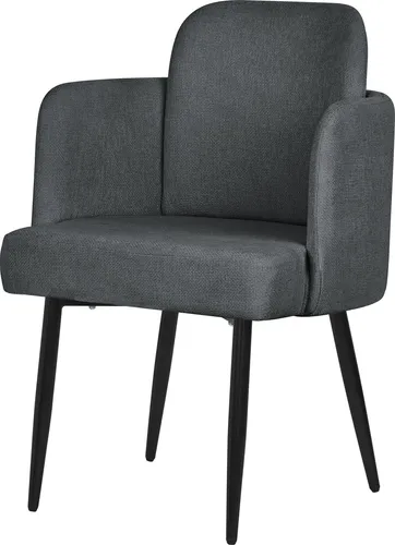 ML-Design Esszimmerstuhl Anthrazit Stoffbezug Küchenstuhl mit Armlehne & Rattan-Optik Rückenlehne Polsterstuhl Metallbeinen Ergonomische Loungesessel