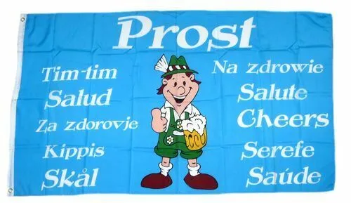 Flagge / Fahne Prost mehrsprachig Bier Hissflagge 90 x 150 cm