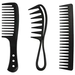 Breiter Zahnkamm Set - Antistatischer Grobzinkiger Haircomb - 3-teiliges Set mit breiten Zähnen für schonendes Haarstyling. Antistatische Kämme verhindern Verwicklungen und statische Elektrizität, ideal für alle Haartypen und Längen.