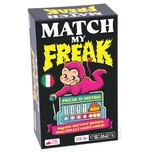 Asmodee – Match My Freak – Wissen Sie wirklich, wie verrückt Ihre Freunde sind? – Brettspiel für Abende unter Freunden – Spielkarten – Geschenkidee für Erwachsene – 2-8 Spieler – 18+ Jahre – Ed. auf