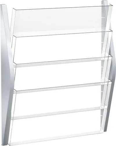 helit Wandprospekthalter the arc silber DIN A3 4 Fächer - Prospektständer für optimale Präsentation von Werbematerial im DIN A3-Format. Robustes Polystyrol, 4 Fächer für einfachen Zugriff und schnelle Organisation, ideal für den Innenbereich.