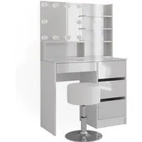 Vicco Schminktisch Sherry Weiß Hochglanz mit LED-Spiegel - Sonstige Schlafzimmermöbel, stilvoller Schminktisch mit hochwertiger LED-Beleuchtung für perfektes Make-Up und ein elegantes Design.