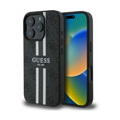 GUESS iPhone 16 Pro Hardcase Hülle mit MagSafe - Stylische Hardcase Hülle im 4G Streifen Design, idealer Schutz für dein iPhone 16 Pro und kompatibel mit kabellosem Laden dank MagSafe.