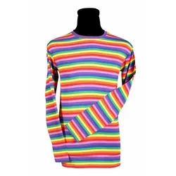 thetru Clown-Kostüm Herren Ringelshirt langarm bunt – alltagstauglich, Gestreiftes Shirt für Karneval und Alltag – qualitativ entsprechend bunt XL