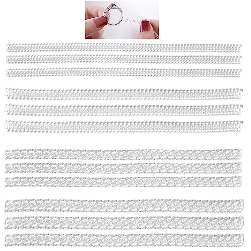 JDXun 12 Stück Ringgrößenversteller, Ring Verkleinern, Transparenter Ringverkleinerer Unsichtbar Ringgrößen Einsteller Silikon-Material Ring Sizer Adjuster für Alle Größen Lose Ringe (4 Größen)