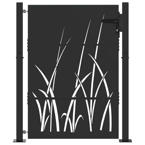 vidaXL Gartentor Schwarz 105 x 125 cm - Pulverbeschichteter Stahl - Zauntore mit modernem Design, rostbeständig und ideal für stilvolle Gartenbereiche. Verleiht deinem Außenbereich einen frischen Touch und bleibt auch bei schlechtem Wetter attraktiv.