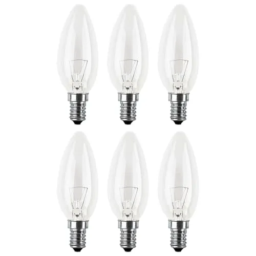 NCC-Licht 6 x Glühbirne Leuchtmittel Kerzenlampe 11W E14 Sockel klar 50 Lumen Glühlampe Warmweiß 2700K dimmbar