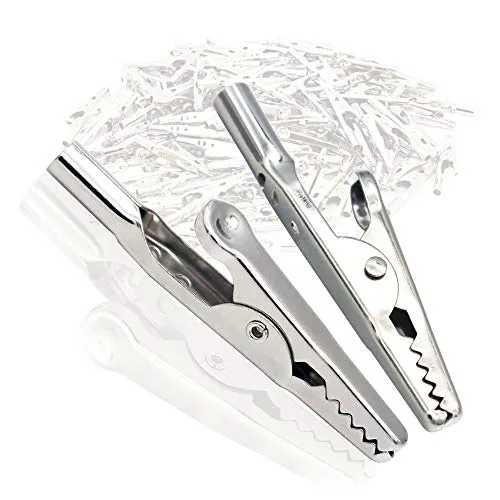 Stück 51mm Krokodilklemmen Federklemmen Prüfleitung Krokodilklemme Silberfarbene Krokodilklemmen Vernickelte Krokodilklemmen, verwendet im Labor für elektrische Prüfarbeiten und Kabelbinder 24